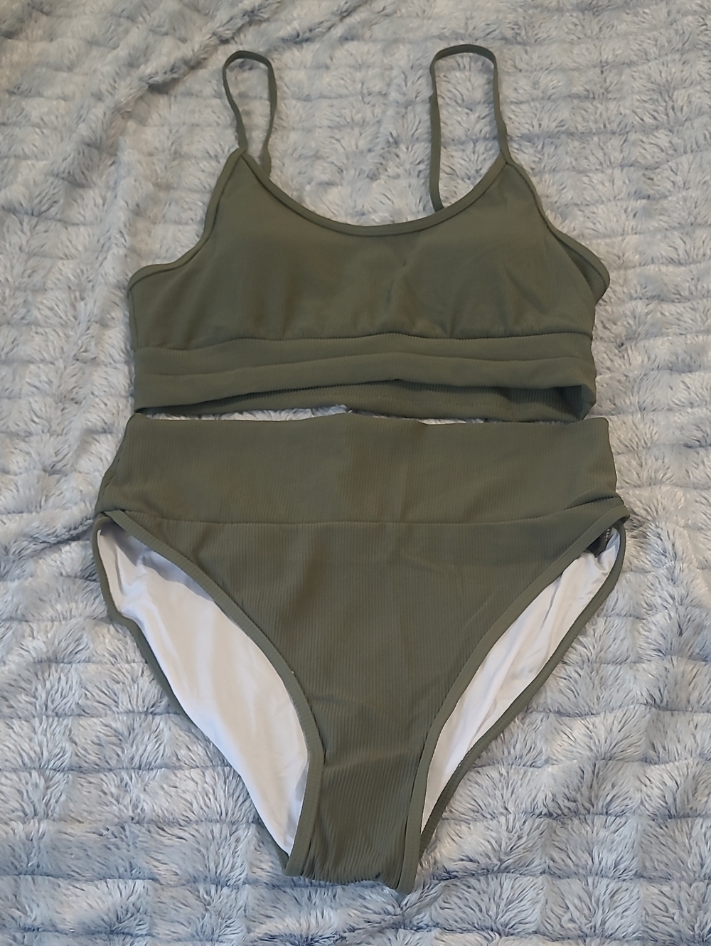 Olive Green Women's One-Piece Two-Piece Style Swimsuit